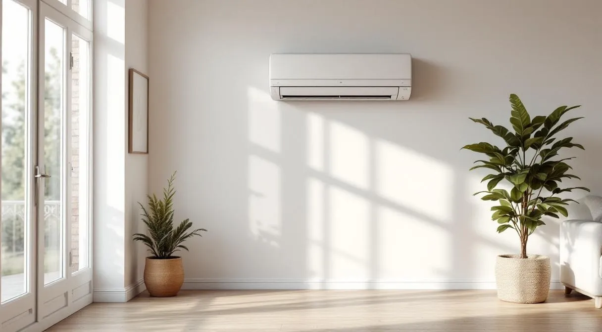 Unité murale de climatisation réversible PAC air/air dans un salon vendéen